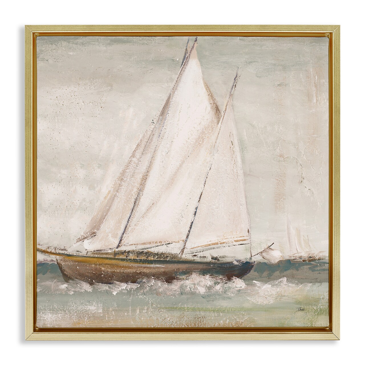 Stupell Industries Traditional Sailboat at Sea Framed Floater Canvas Wall Art